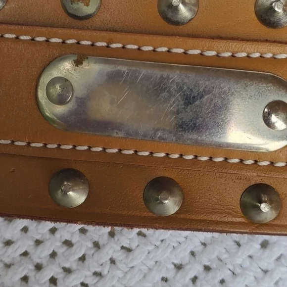 French Connection Vintage Nailhead Wide Leather Belt M/‎ L - Picture 12 of 14